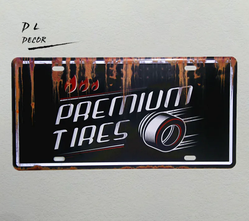 DL &quotПремиум шины&quot Винтажная металлическая роспись номерного знака Настенный