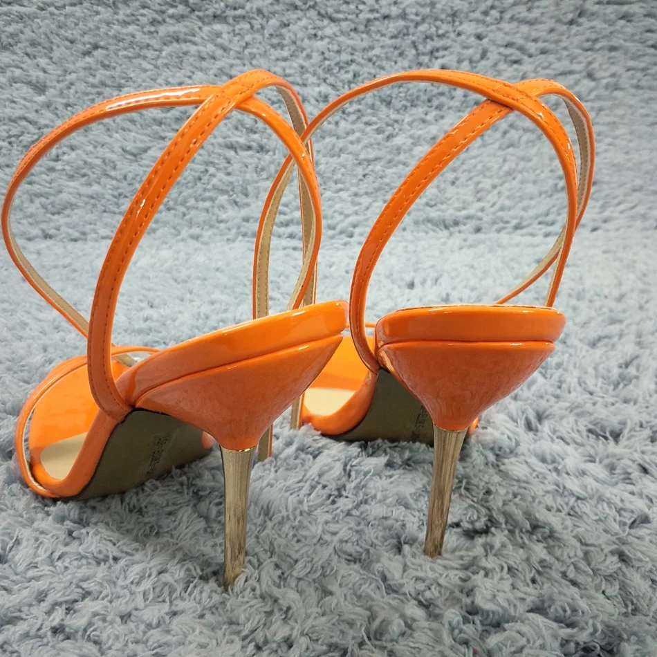 Сандалии женские на шпильке пикантные туфли высокий металлический каблук