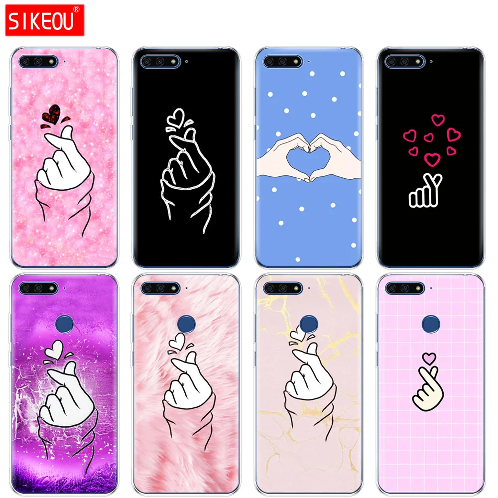 Силиконовый чехол для телефона Huawei Honor 7A PRO 7C Y5 Y6 Y7 Y9 2017 2018 Prime черно белый Love kpop
