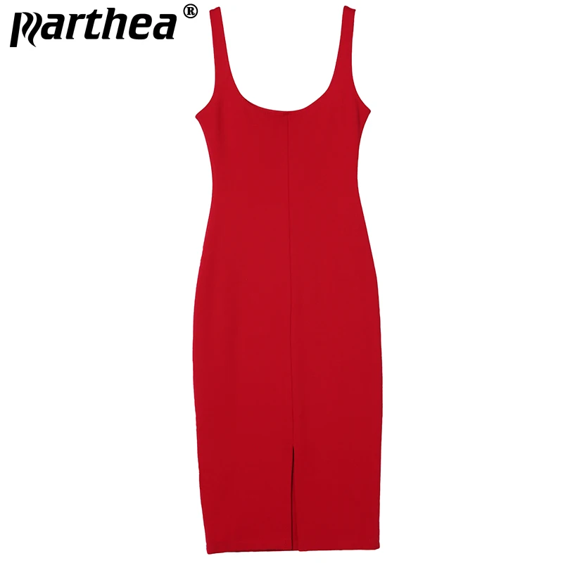 Parthea Винтаж по колено Bodycon Твердые Цвет стрейч хлопок осень одноцветное платье