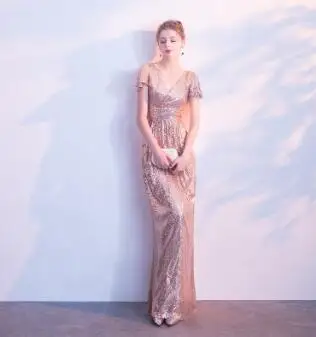 DongCMY Длинные Формальные платья черного цвета Evevning с короткими рукавами Vestido элегантные женские вечерние платья Robe de soiree - Цвет: picture color