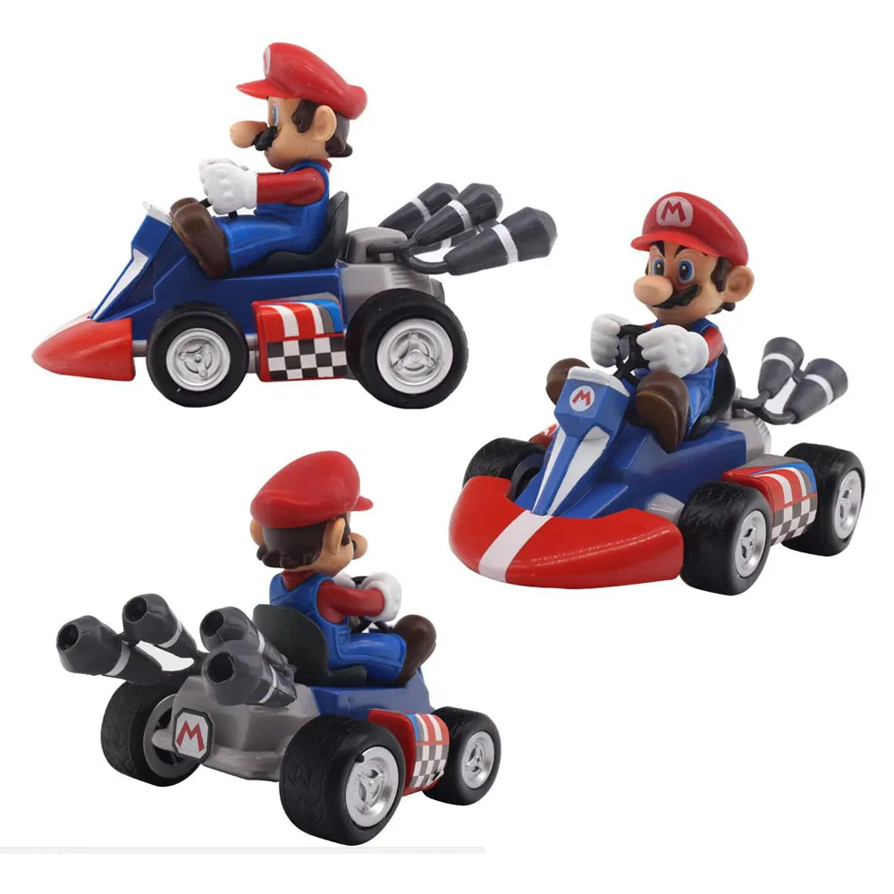 Super Mario Bros Figures Toy Pull Back Car Motorcycl 6 шт./компл. новые милые 2 3 &quotМини картинг е ПВХ