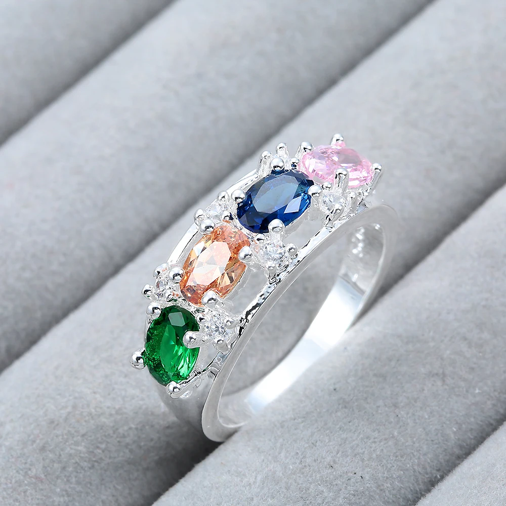 Hainon Cute Fashion Flower Ring Luxury Female Silver Color Engagement Vintage Party Wedding Band Rings For Women Gifts | Украшения и