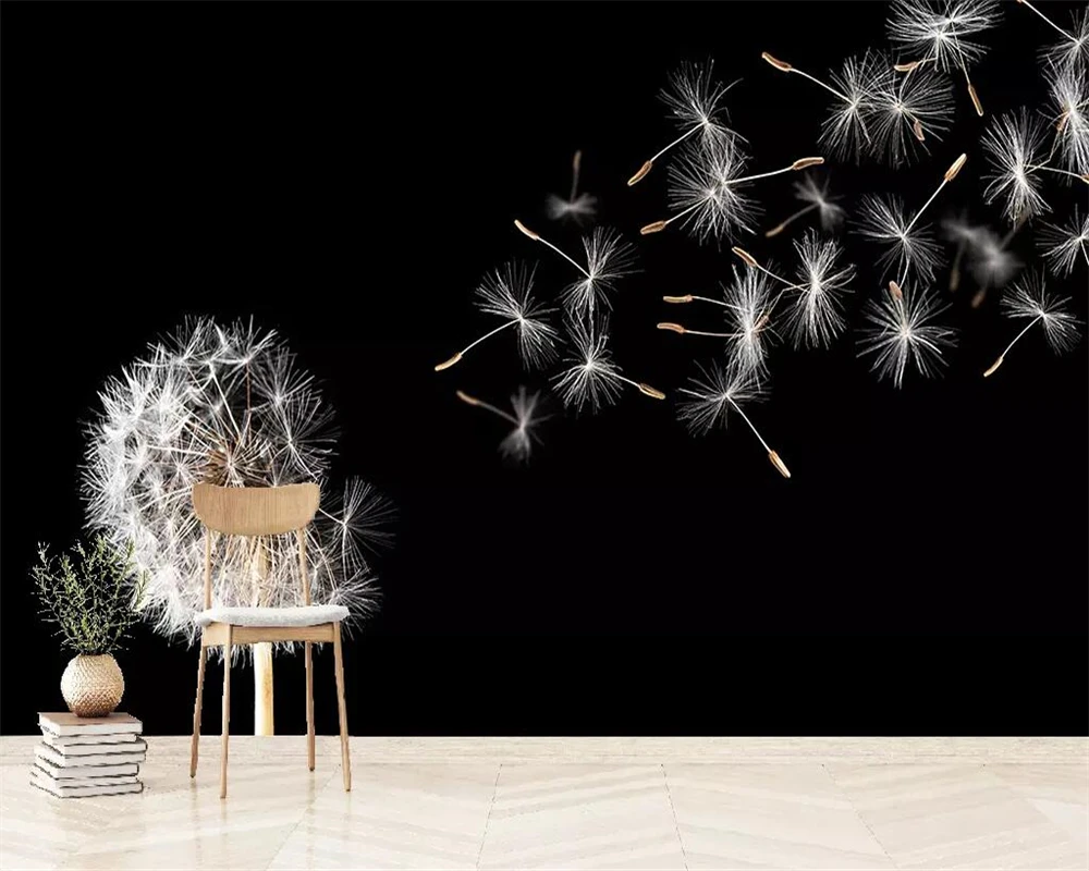 Обои на заказ Скандинавский современный минималистичный черно-белый Одуванчик