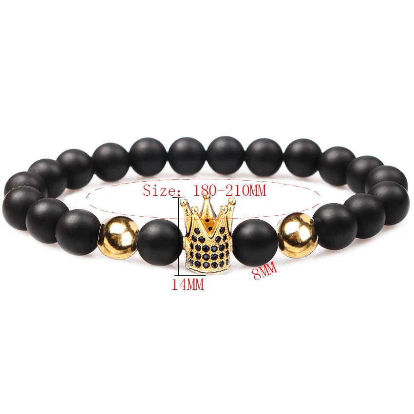 2017 New Brand Trendy Imperial Crown Charm Bracelets Men Micro Pave Black CZ Zirconia For Women Mens luxury Bracelet Jewelry | Украшения и