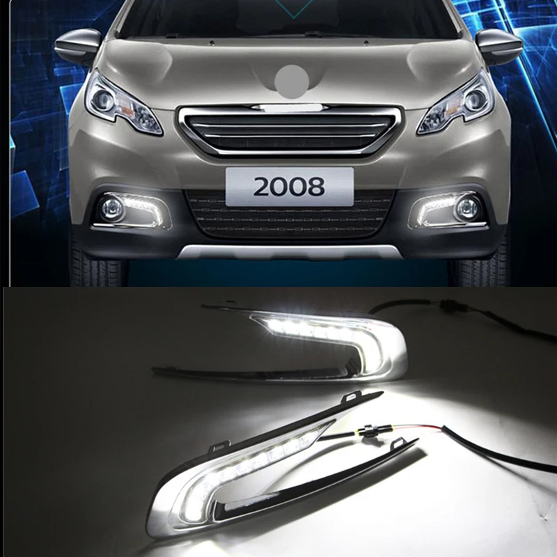 Shinman авто светодиодные противотуманные фары для Peugeot 2008 аксессуары 2014 2015 drl Белый