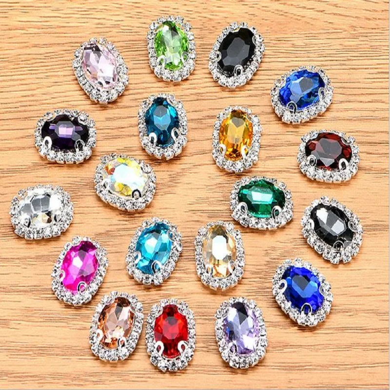 

10pcs Drill Crystal Buckle DIY Accessories Claw Chain Peripheral Four-hole Hand Sewing Diamond Drilling Water Drill Oval Claw