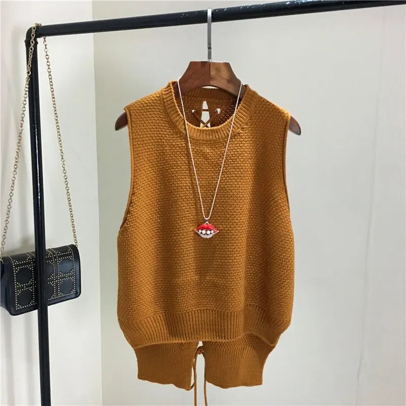 Женский свитер в стиле ретро на шнуровке вязаный пуловер винтажном женский