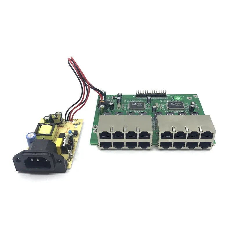 OEM 10/100 Мбит/с RJ45 16 портов Быстрый Ethernet коммутатор модуль Lan Hub US EU вилка 5 в адаптер
