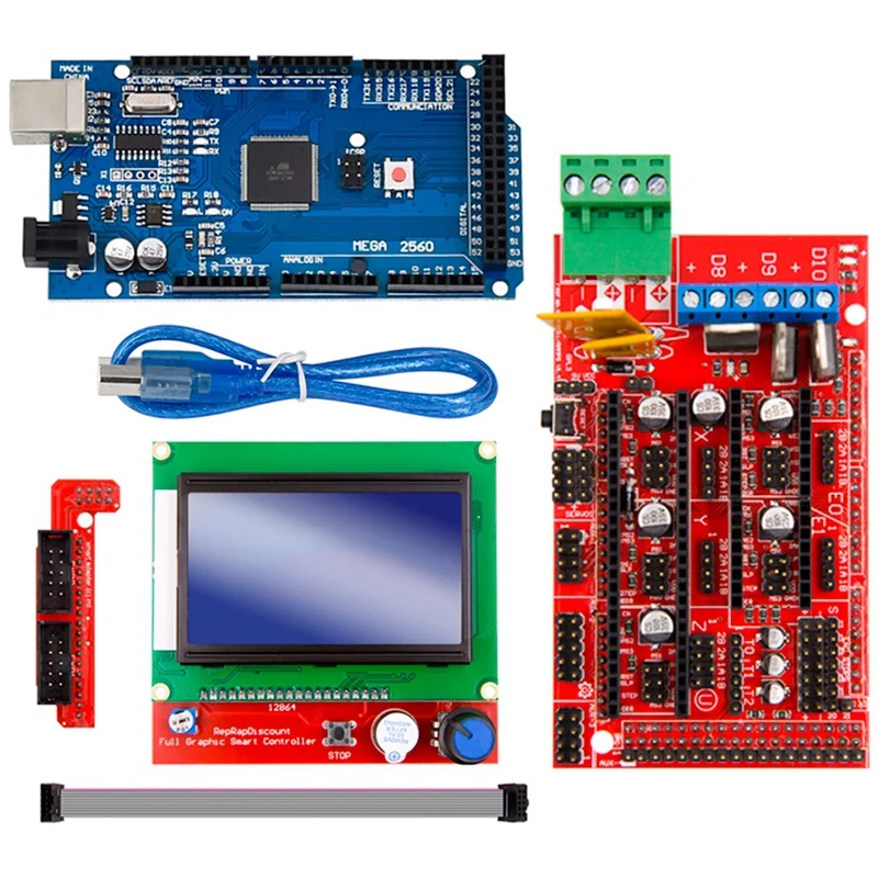 Мега 2560 R3 Mega2560 Rev3 + Ramps 1 4 контроллер Ramps1.4 Lcd 12864 для 3D принтера|Детали и аксессуары
