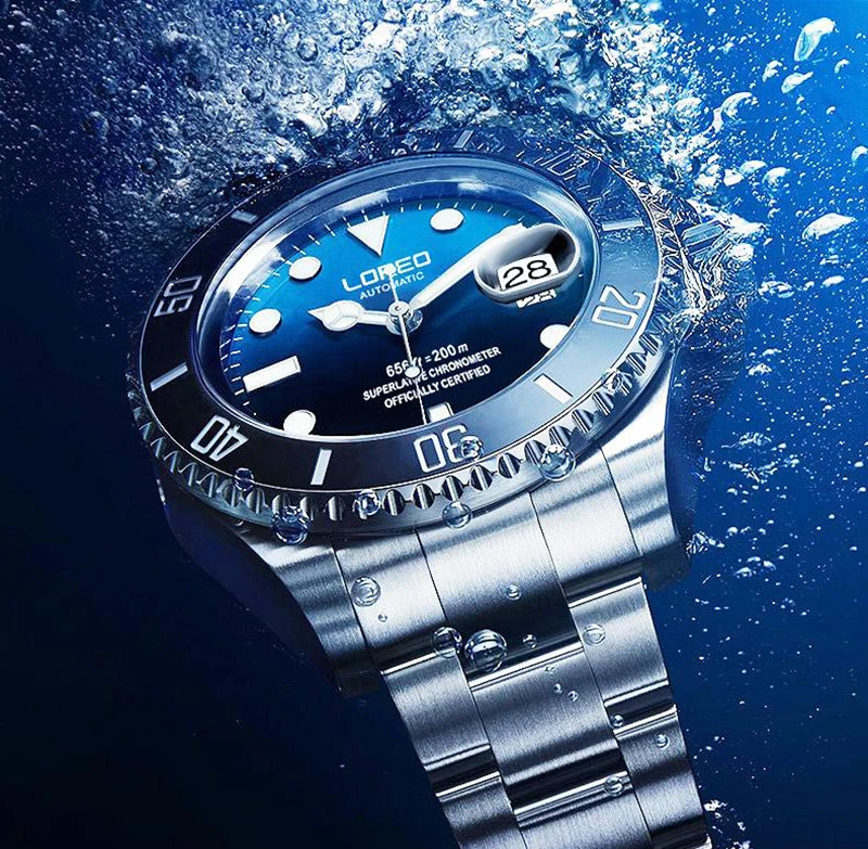 Часы мужские механические серебристые с автоподзаводом из нержавеющей стали