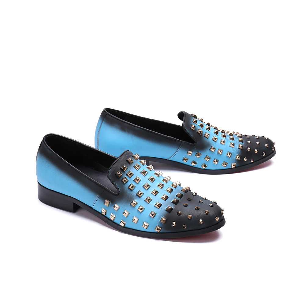 Мужская обувь с заклепками и шипами повседневные Роскошные брендовые лоферы