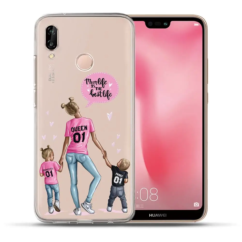 Модный телефон Super Mom baby girl для huawei P20 Lite Pro P10 Plus P8 P9 Lite P Smart honor 9 6A 6X семейный чехол Etui