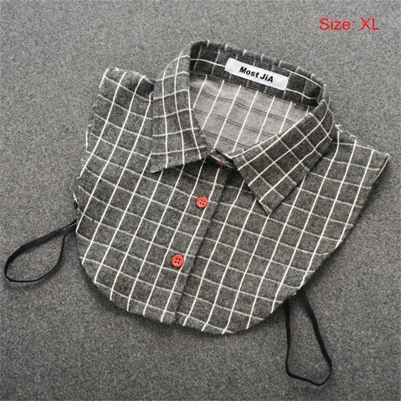 grey XL Для мужчин и женщин воротник рубашки в клетку съемные ложные воротники зима Поддельный Воротник S L XL хлопок классический ребенок взрослый унисекс аксессуары - Цвет: grey XL