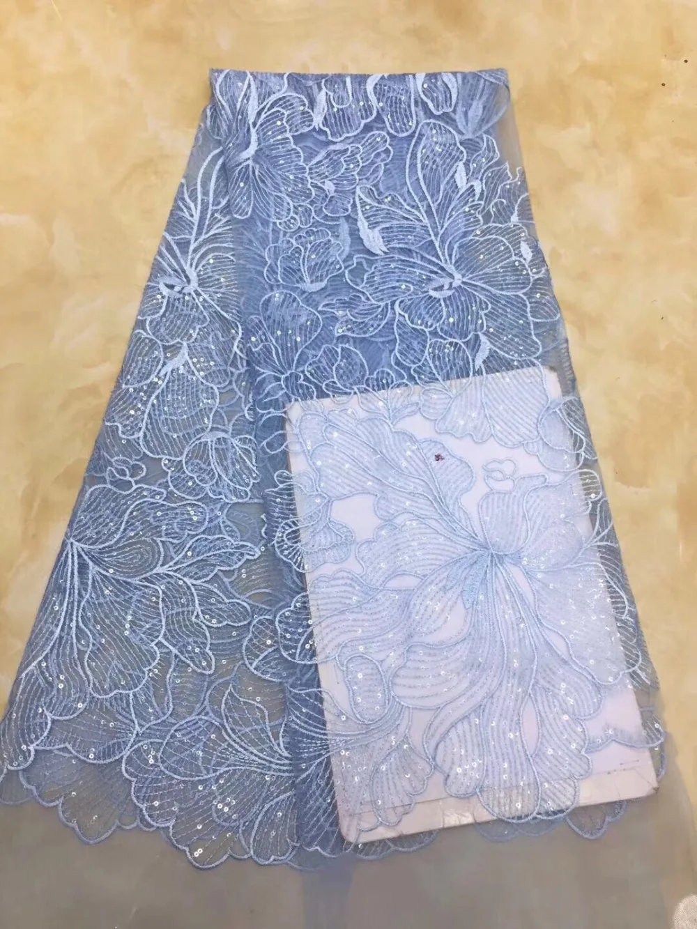 Purple colors (5yards/pc) high quality African sequins lace fabric shining French net for making party dress | Дом и сад
