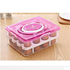 pink Симпатичные двухслойная яйца держатель коробка покрытая дозатор яиц с ручкой для холодильника 32-яйцо Ёмкость - Цвет: pink