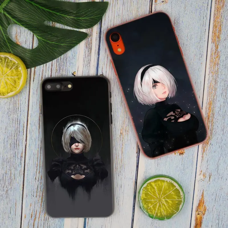 Прозрачный жесткий чехол для телефона с рисунком из аниме 2B nier iPhone X XS Max XR 8 7 6 6s Plus 5