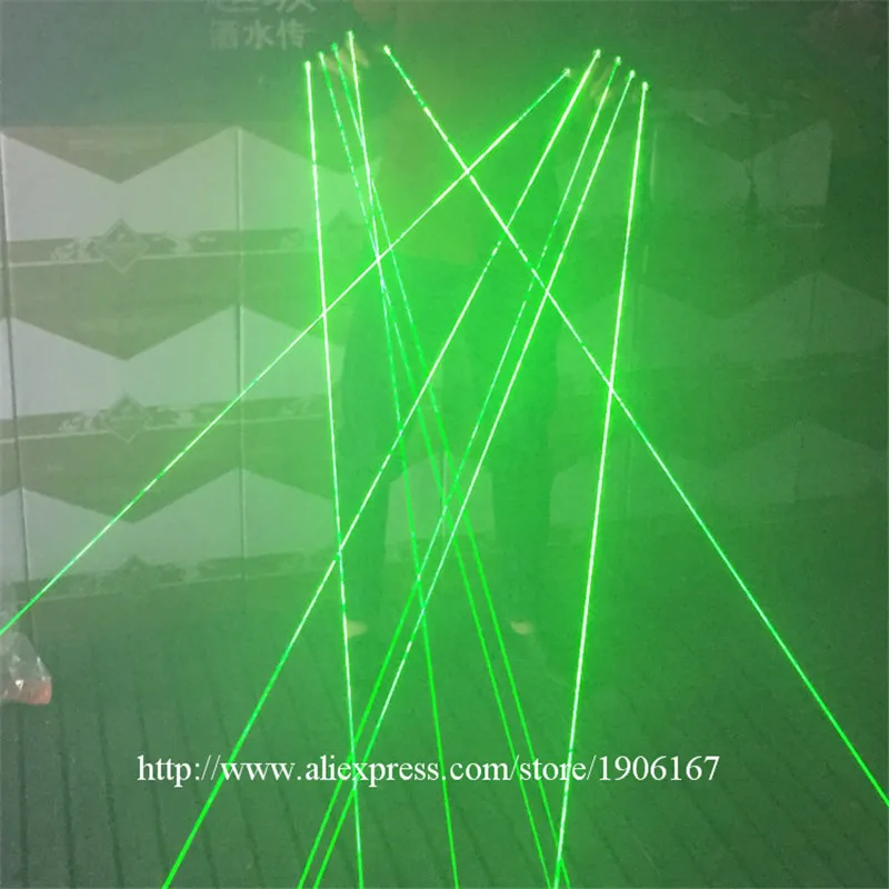 Зеленые перчатки лазерного шоу с 5 зелеными лазерами для сцены диджея