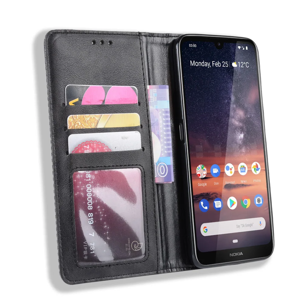 Роскошный кожаный чехол кошелек с подставкой и кредитными слотами для Nokia X5/5 1/7 1/8
