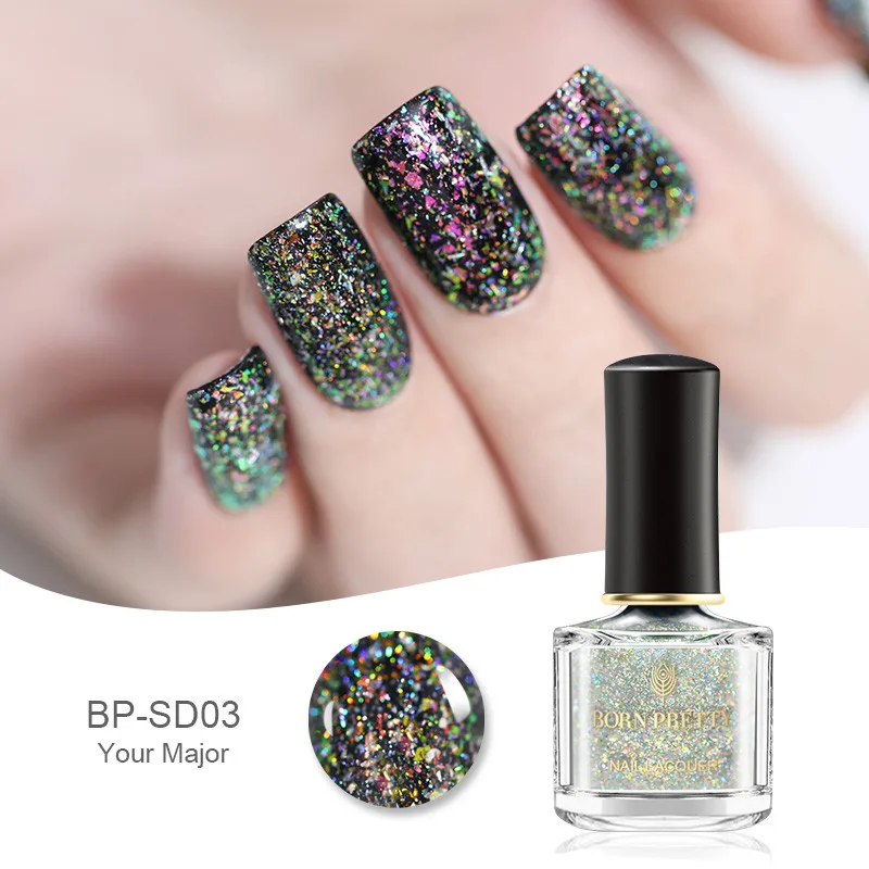 BORN PRETTY Aurora лак для ногтей Хамелеон блестки яркое масло верхнее покрытие лак для ногтей черная основа необходимый маникюр - Цвет: BPSD03