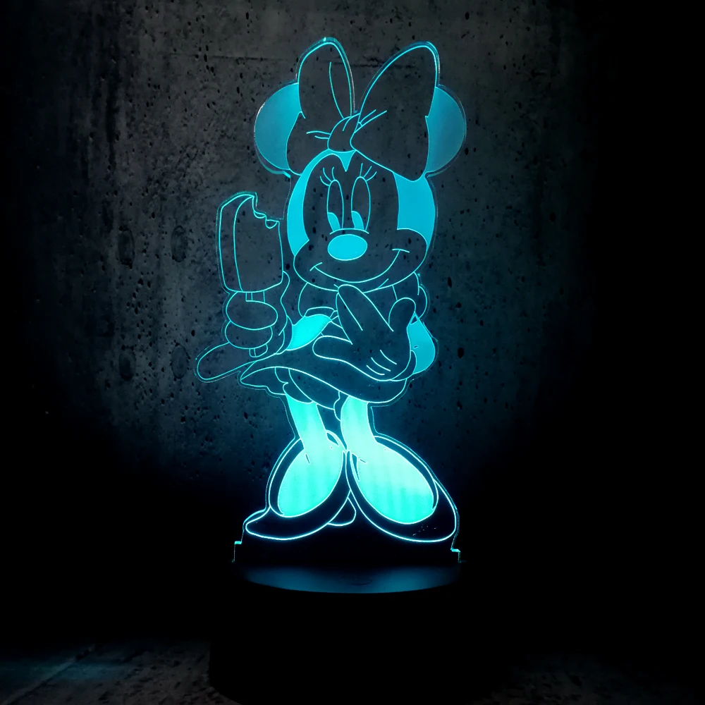 Светодиодное освещение Минни Маус еда мороженое Светодиодная лампа милый