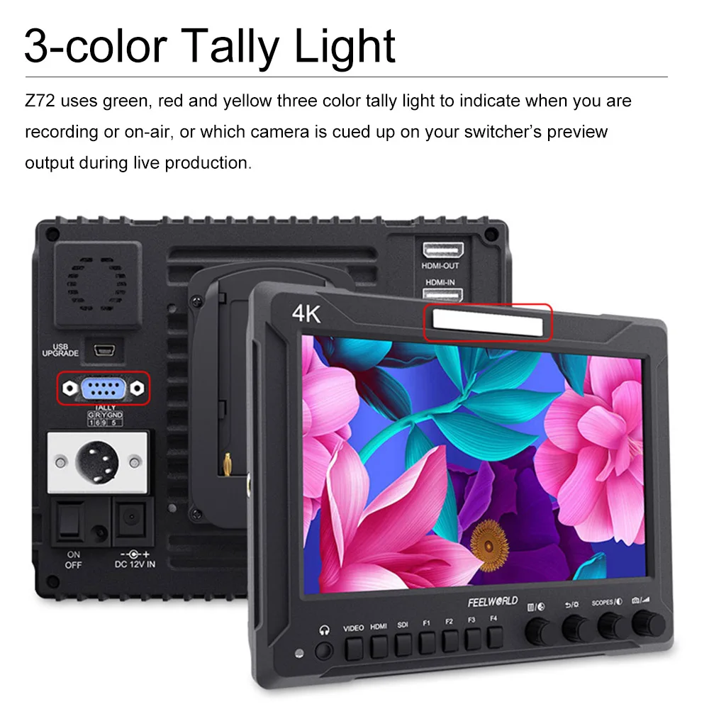 Feelworld Z72 7 дюймов Pro широковещательный монитор 3g SDI 4 к HDMI DSLR видео поле мониторы Full HD