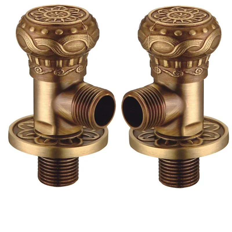 

MTTUZK Solid Brass Angle Valve Antique Bronze Water Stop Valve G1/2" Filling Valves Hot and Cold Water Inlet Valve