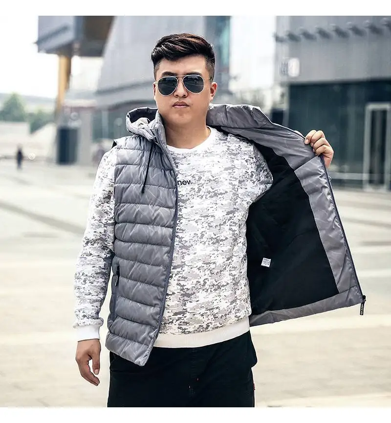 FAISIENS мужские жилеты плюс большого размера с капюшоном синий 5XL 7XL 8XL 9XL спортивная одежда хипстер большие зимние теплые жилеты жилет с хлопковой подкладкой