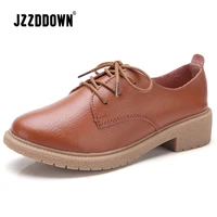 jzzddown large size women shoes genuine leather lace up oxford shoes for women heelhigh 3 5 cm autumn luxury loafers female shoe