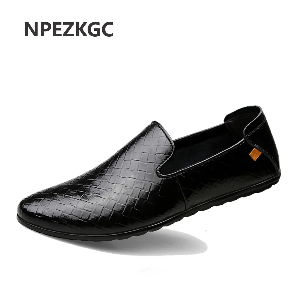 

Туфли NPEZKGC мужские, винтажные повседневные лоферы, спилок, плоская подошва, мокасины