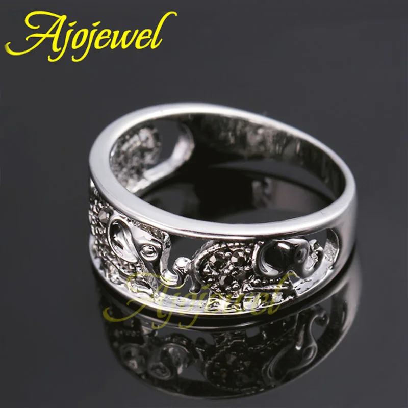 Ajojewel Размер 6-9, черные стразы, штабелируемые, коллекция животных, слон, кольцо, вечерние ювелирные изделия, палец, Anel для женщин
