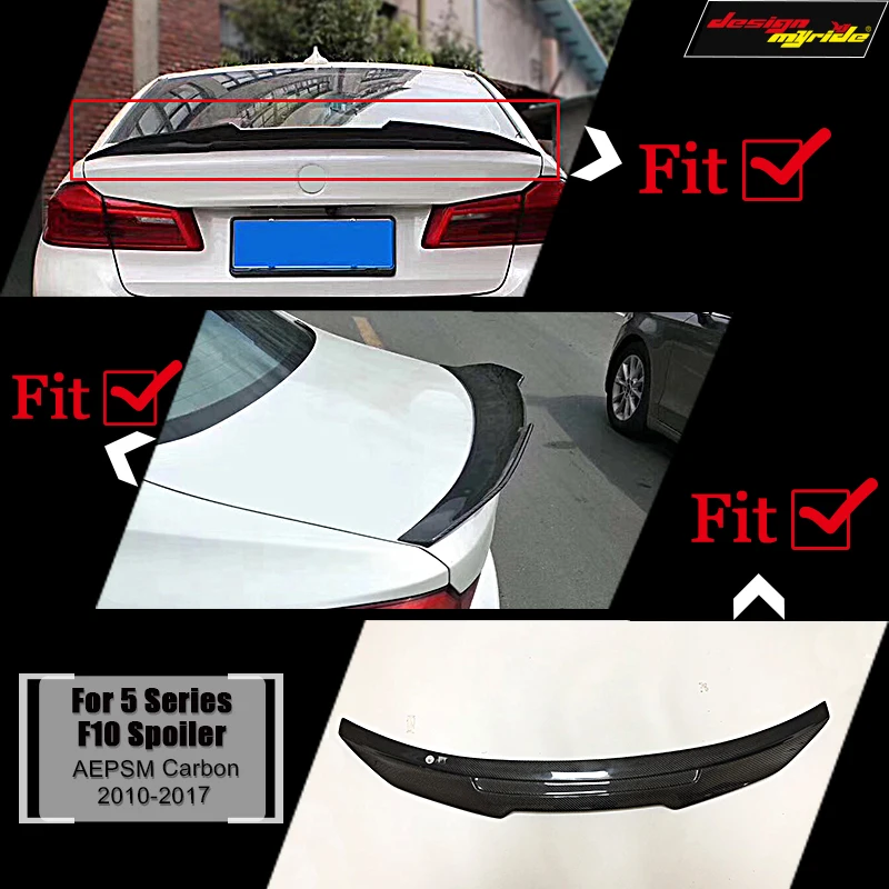 For BMW F10 Carbon Fiber CF Trunk Spoiler Wing PSM Style 5 Series 520i 525i 530i 550i High Kick Big Rear 2010-2017 | Автомобили и