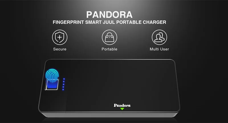 Pandora 1100 мАч портативное зарядное устройство с блокировкой отпечатков пальцев чехол для зарядки универсальный совместимый для JUUL Зарядка для электронной сигареты