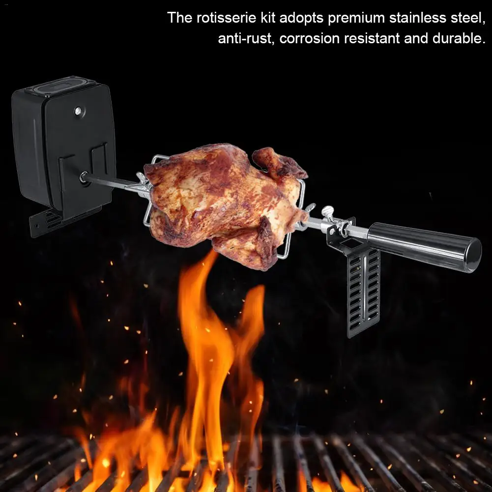 Outdoor Electric Automatic Motor Metal BBQ Rotisserie Tools Barbecue Accessories for Camping Picnic Charcoal Pig Chicken Beef