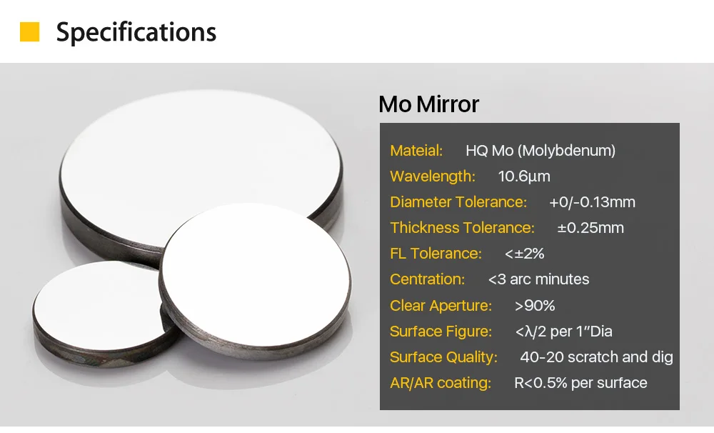 Лазерный отражатель Mo Mirror Dia. 15 19,05 20 25 30 38,1 мм толщина 3 мм 1 шт. на заказ для CO2 лазерной машины