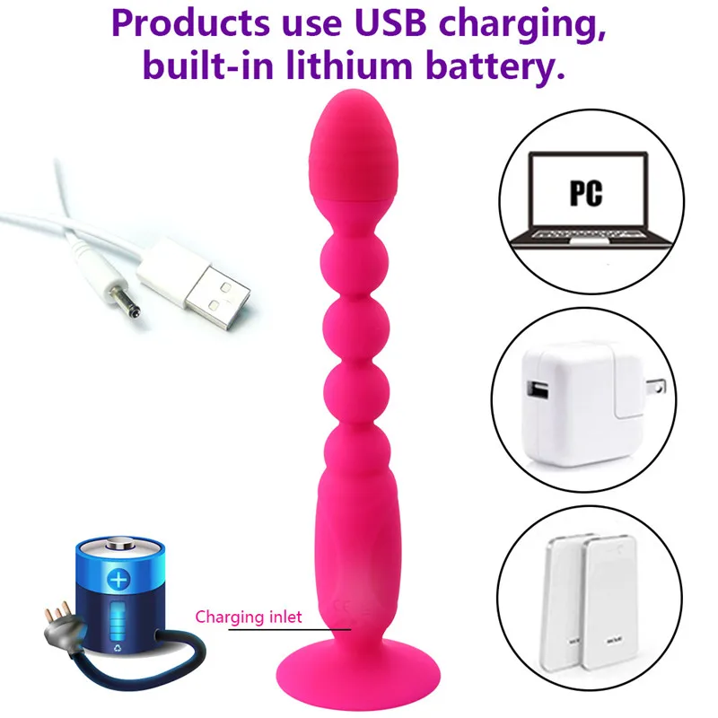 EJMW Силиконовые анальные шарики USB с зарядкой вибрирующий AV палка анальная пробка