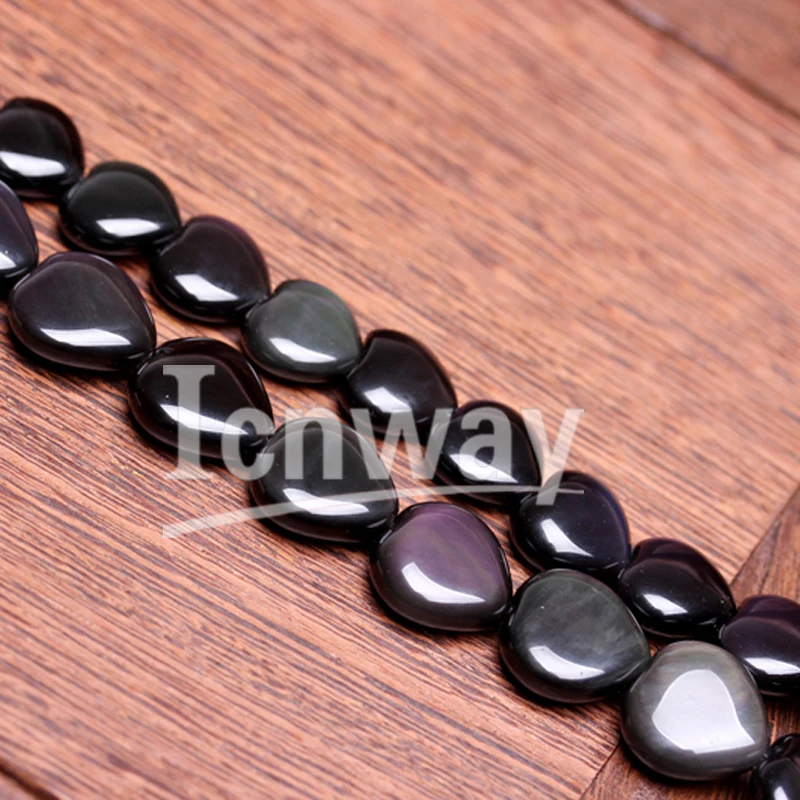 

Natural heart-shaped Obsidian Stone Beads 8mm 10mm 12mm 14mm For Jewelry Making 15inches DIY Jewellery FreeShipping Wholesale