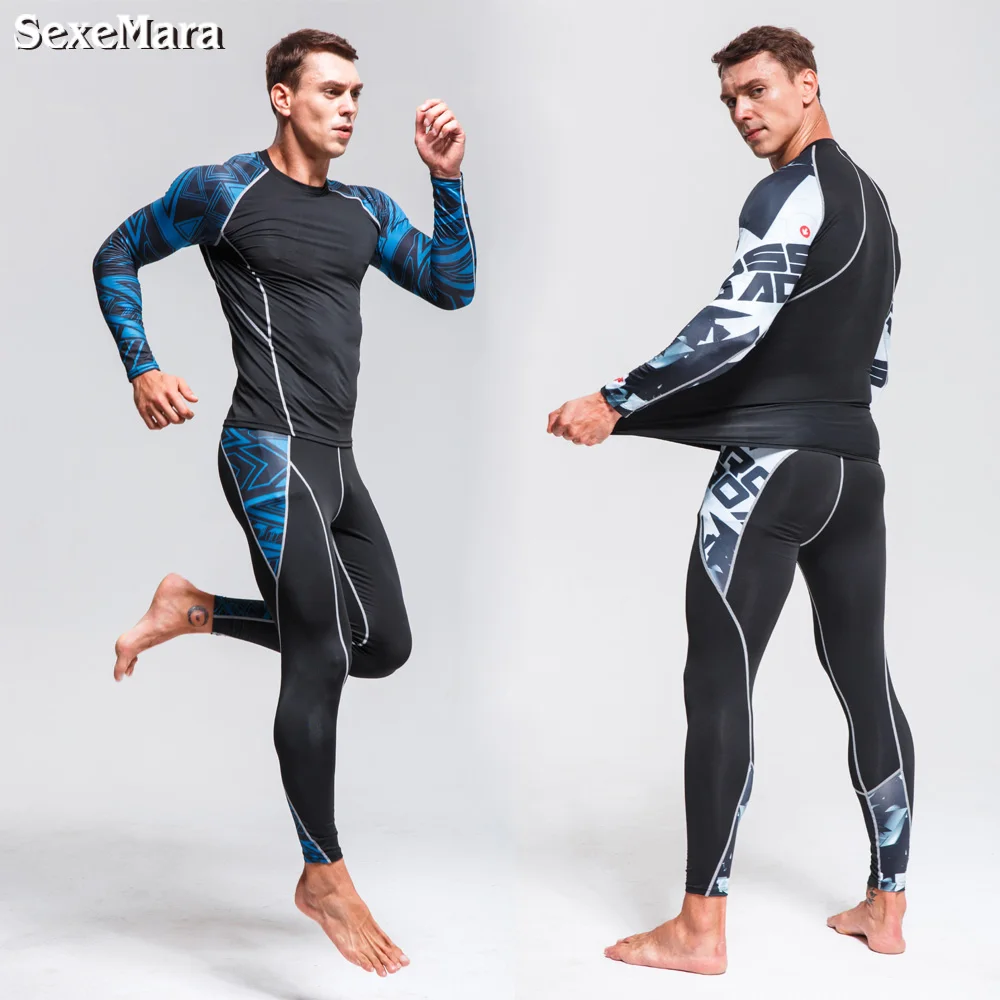 

Men's Compression thermo underwear Long Johns GYM Tights Sports Suits training Clothes Rashgard thermal underwear for men
