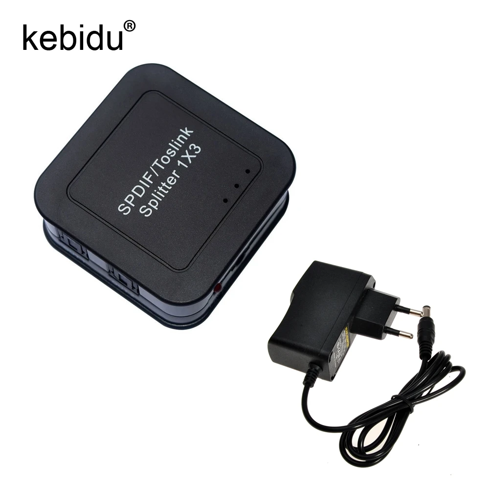 Kebidu Mini SPDIF/Toslink Digital Optical Audio 1x3 splitter Adapter Support 5.1 LPCM2.0/DTS for Amplifier |