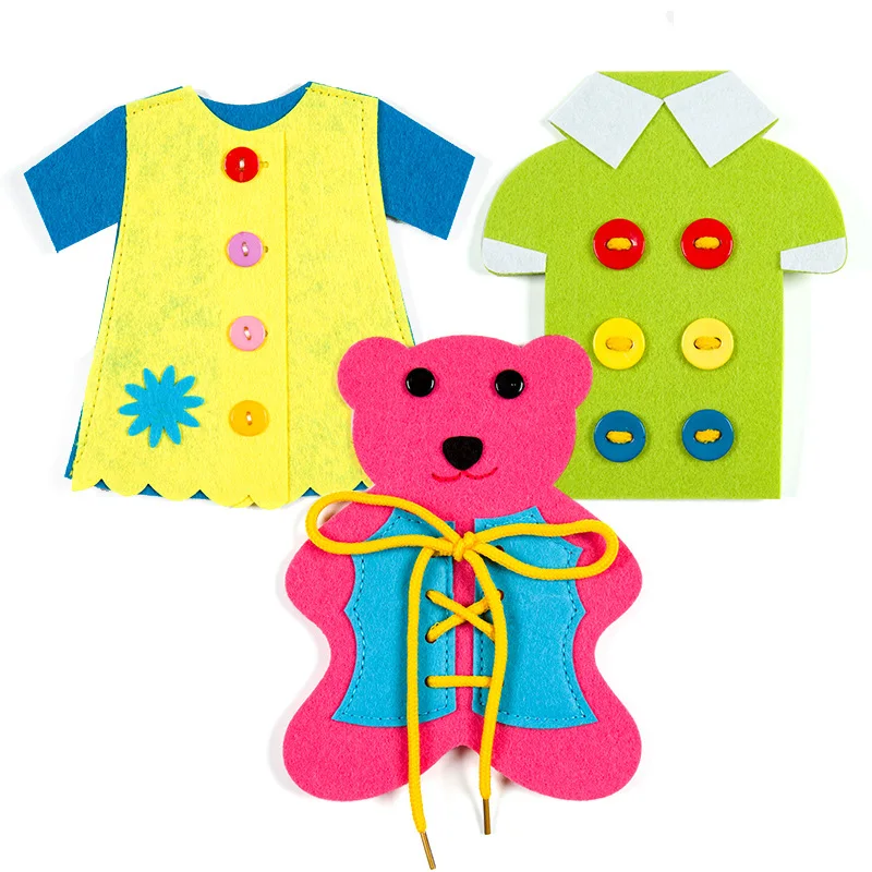 

Non-woven hand-made teaching aids sweaters bear dresses with buttons puzzle games diy handmade materials