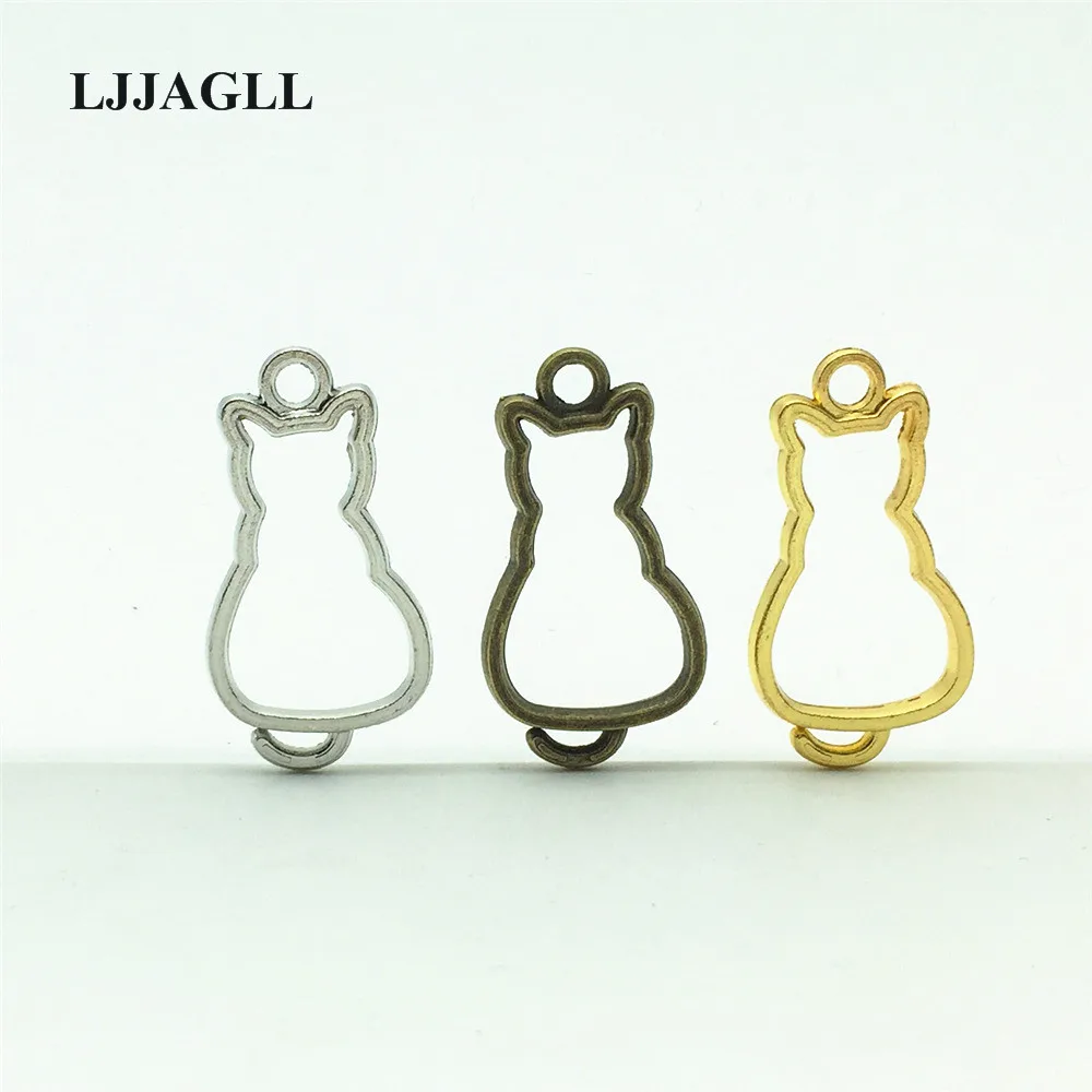 LJJAGLL 16*31 мм оптовая продажа 15 шт./лот винтажный полый поднос с подвеской Mr Cat из