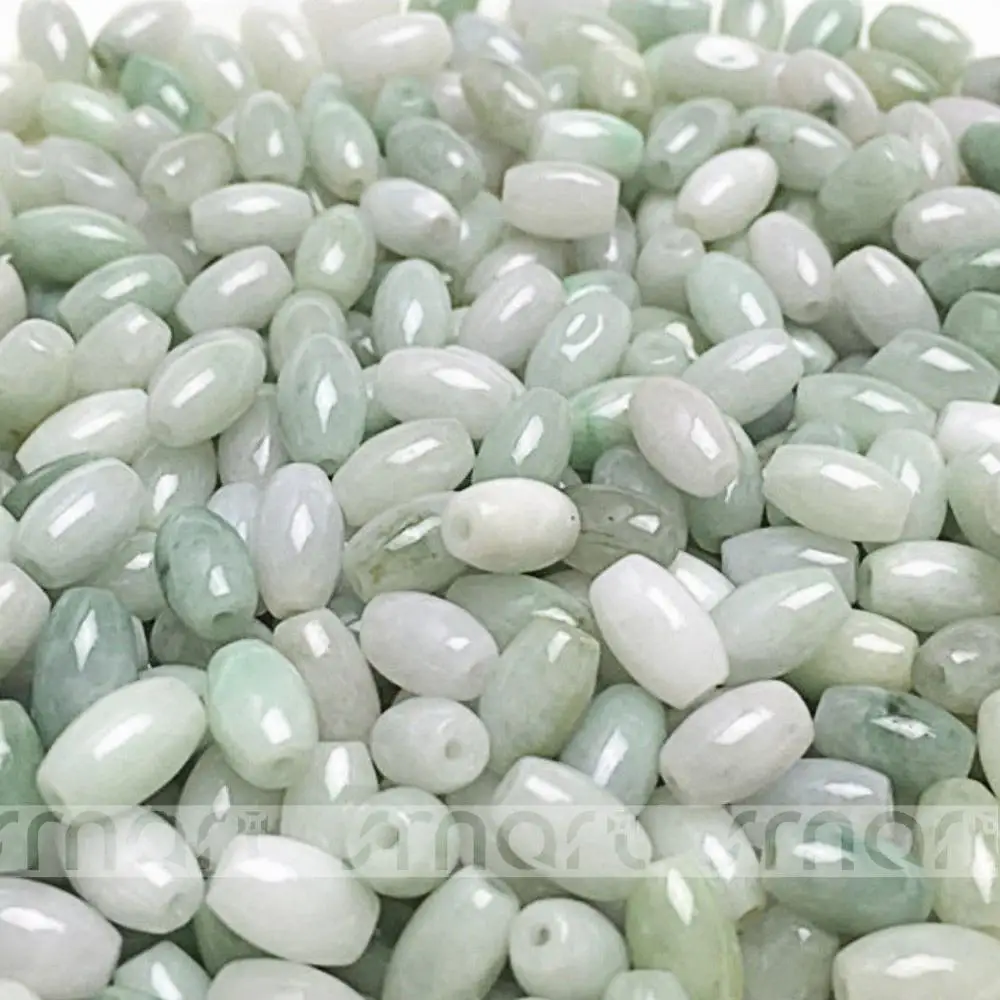 

10 PCS Waxy White Grade A Natural Burma Jade Gemstone Round Loose Beads 9x6mm