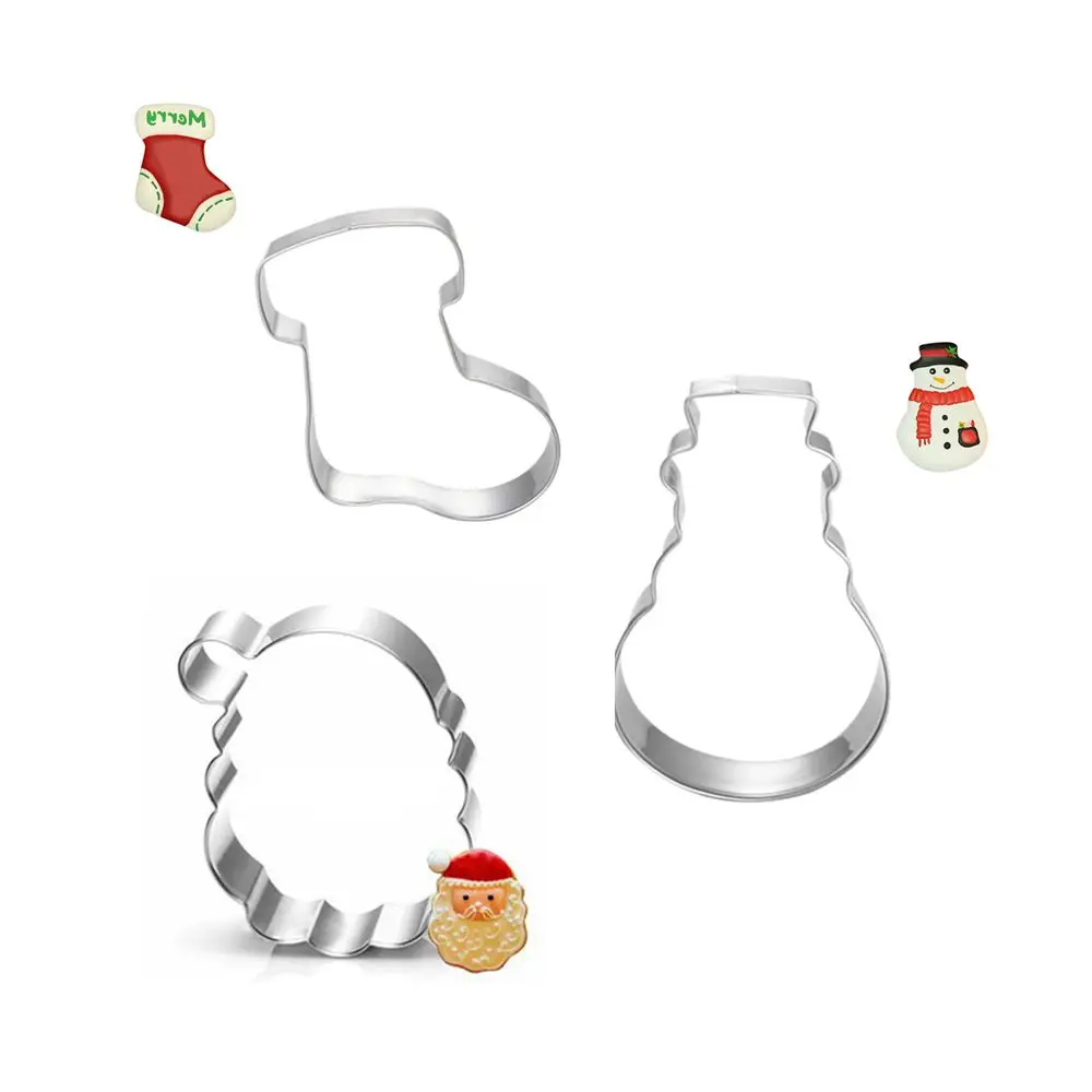 

3pcs Christmas Fruit Vegetable Biscuit Cookie Cutter Tools Bakeware Set Metal Cake Decorating Tools Form Stainless Steel 3pcs
