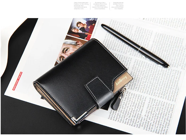 Мужские кошельки baellerry из искусственной кожи, короткие, на молнии, с отделением для фотографий, стильные, повседневные, мужские кошельки, Note Compart, мужские роскошные кошельки