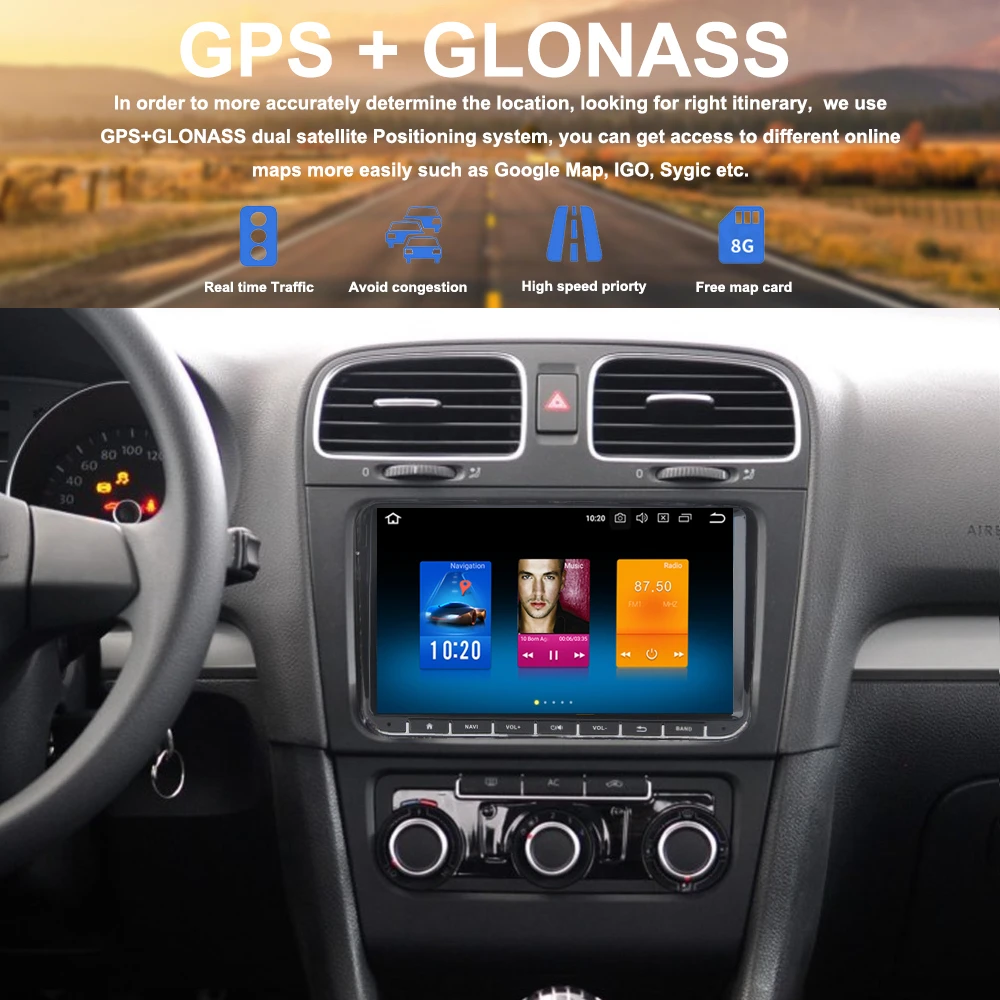 Стерео головное устройство 2 Din android gps для VW Passat Tiguan Гольф сиденье JETTA Skoda Авто-радио навигации 4 Гб+ 32 ГБ, Android PX5 8-ядерный