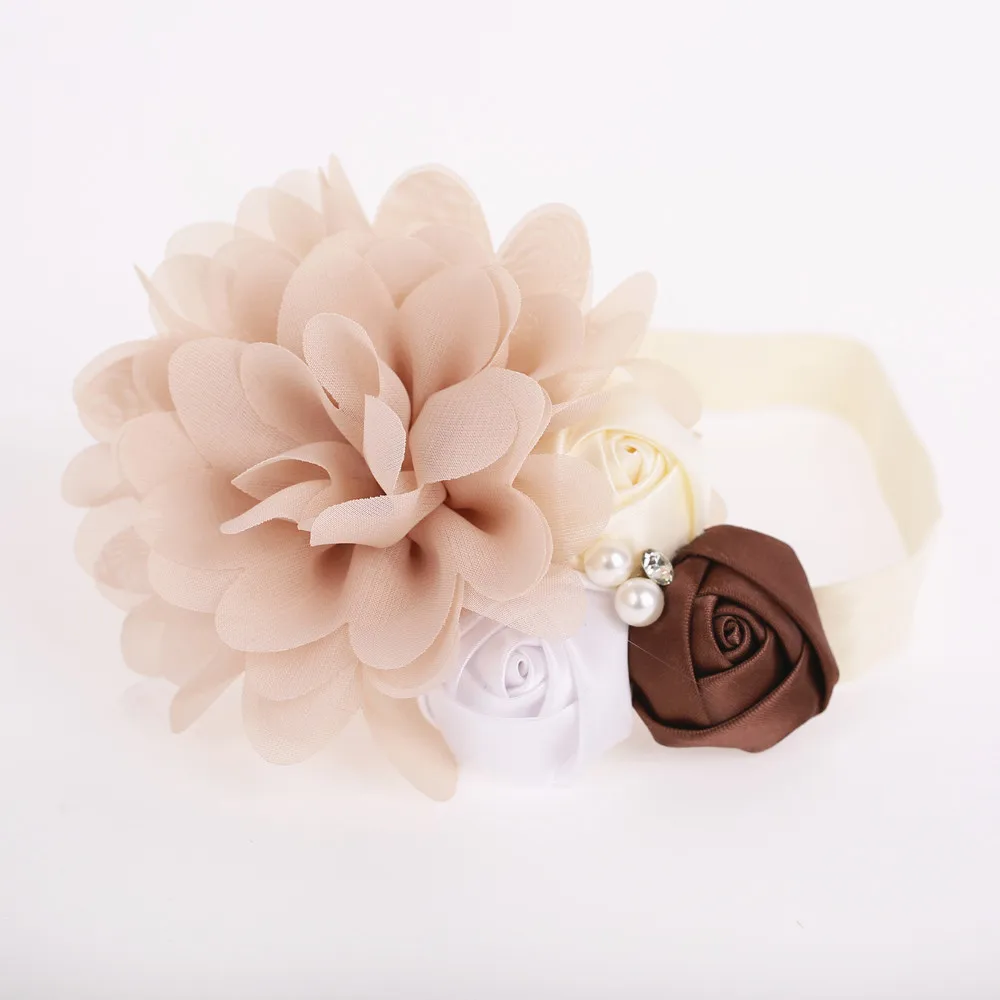 1 шт. шифоновый сатиновый розовый цветочный ободок для новорождённого ребенка