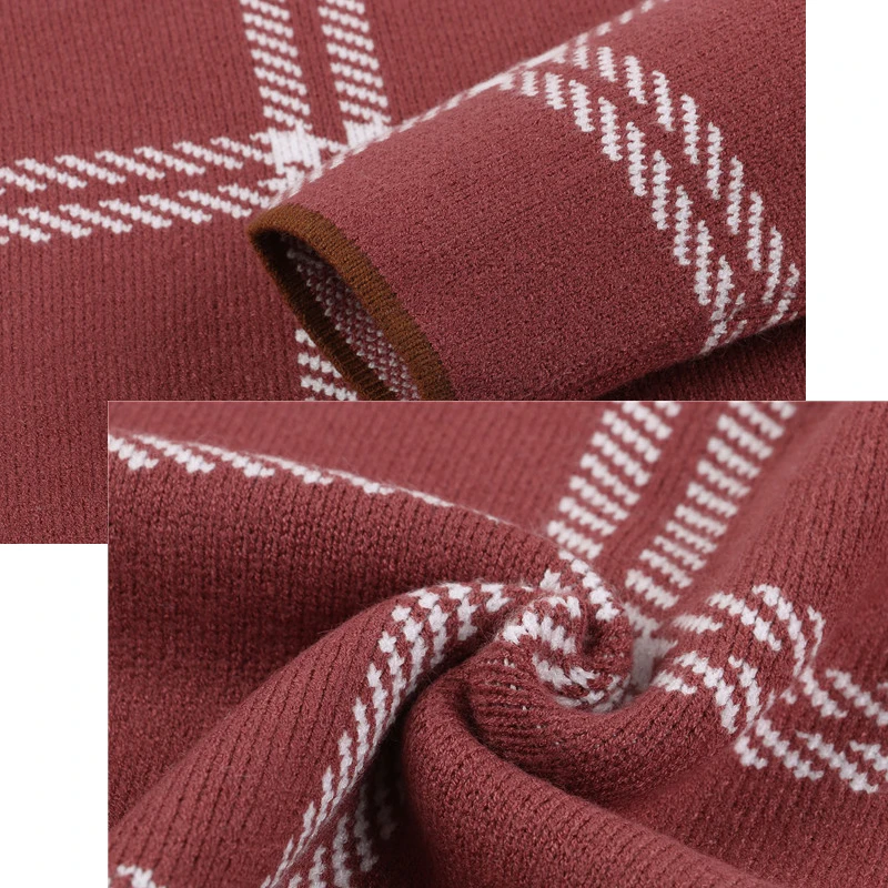 Свитер женский трикотажный с длинным рукавом в клетку Осень-зима Женский свитер |