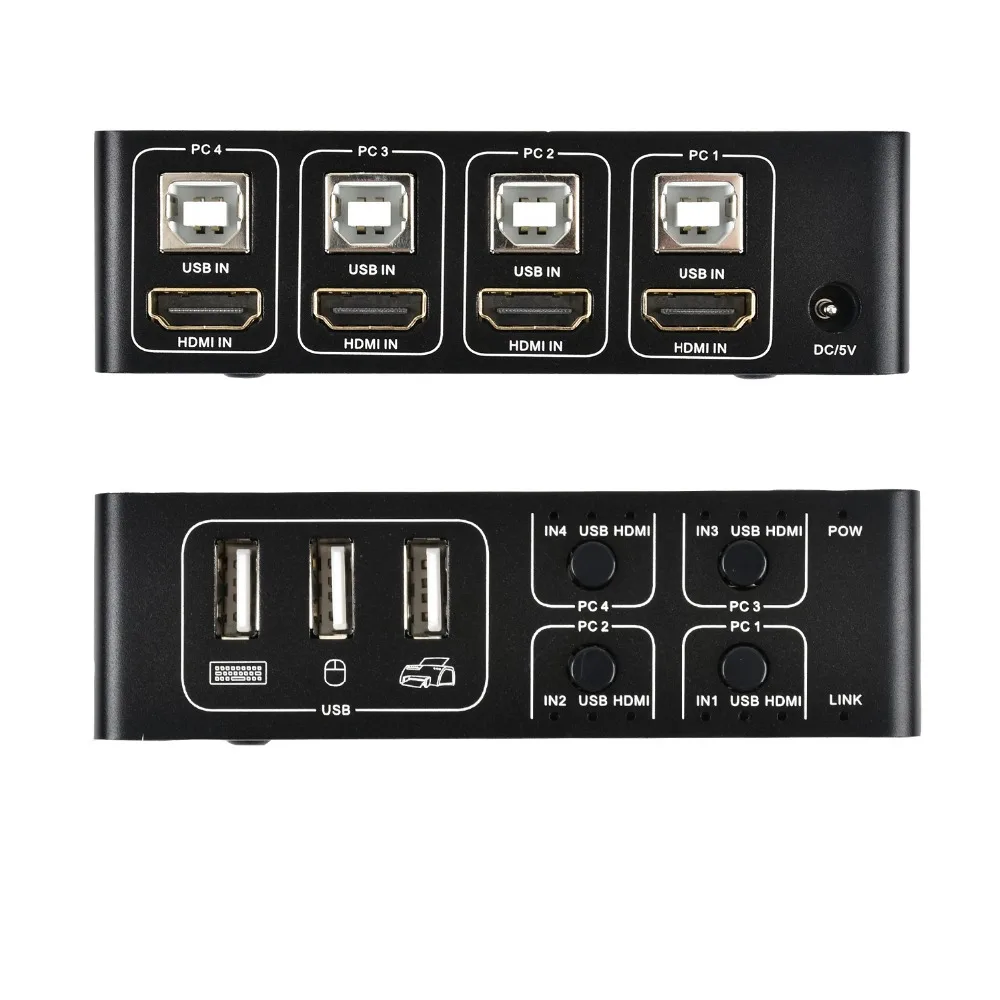 4 порта 4 K HDMI KVM переключатель разветвитель коробка USB HDMI 1,4 KVM коммутатор Селекторное управление до 4 мониторов для mac os. Windows 10