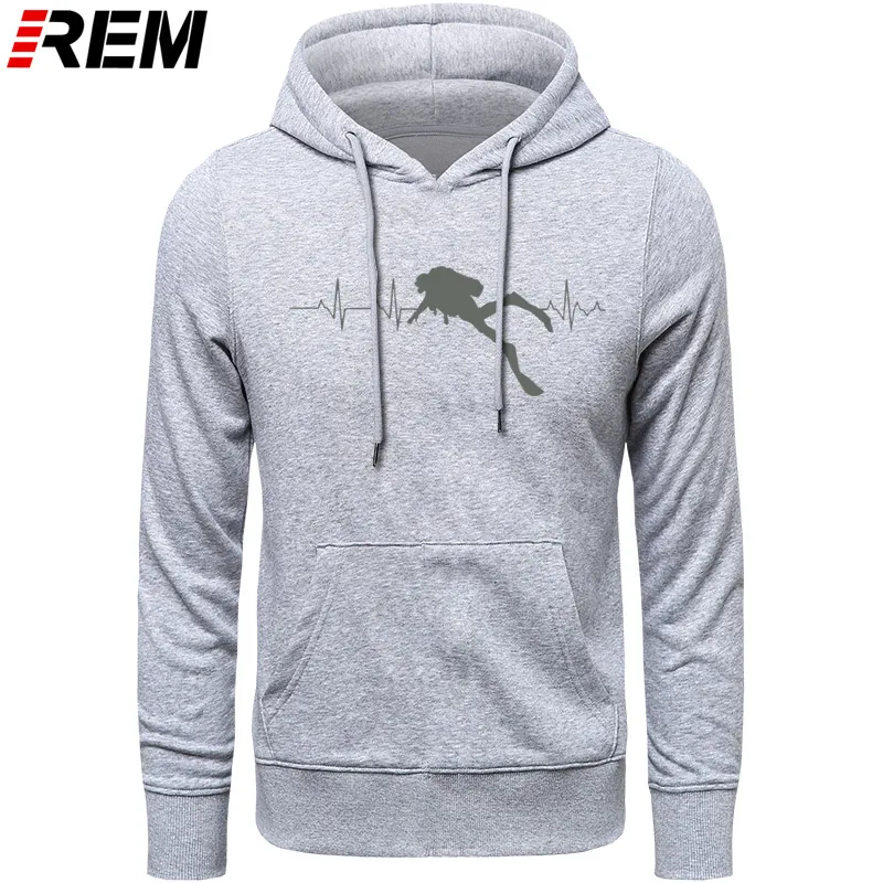 GRAY GRAY REM подводное погружение сердце Beat лучший подарок для дайвера с длинными рукавами мягкие мужские толстовки из чистого хлопка, толстовки - Цвет: GRAY GRAY