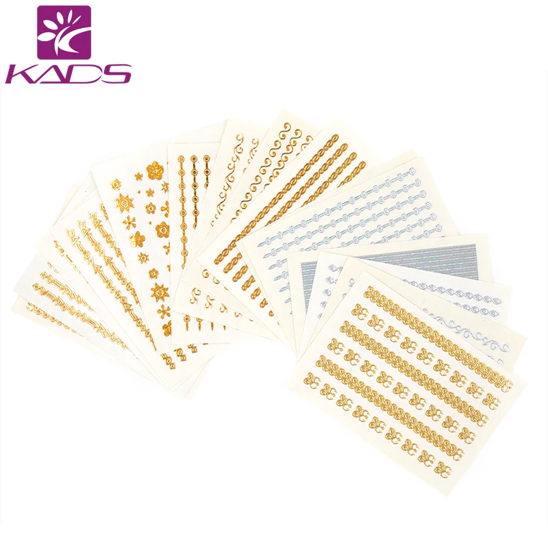 KADS Горячий Продавать 20 шт./компл. 3D Золото и Серебро Кружева Воды Nail Art Наклейки